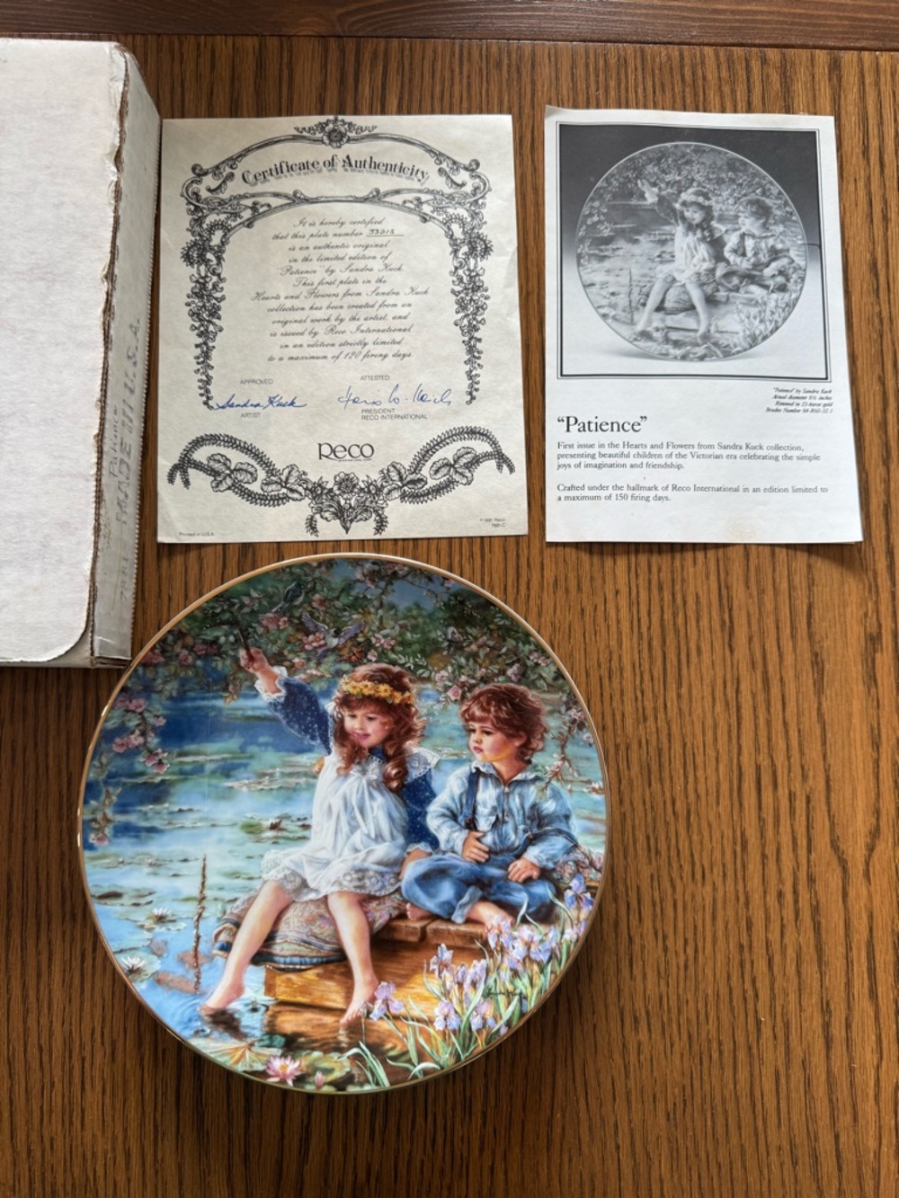 Sandra Kuck Collectors Plate - "Patience" - Hearts and Flowers